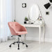 Comfy Desk Chair Cute Office Chair Pink Velvet Desk Chair Makeup Chair Vanity Chair with Back, Modern Swivel Computer Chair Accent Chair for Bedroom