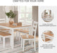 Gesthaven Casual Modern Dining Room Table Set with 4 Chairs and Bench, Set of 6, Mango Wood, 30.25" Table Height, White & Light Brown