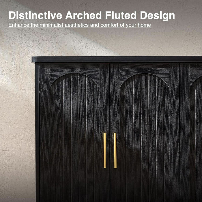 70" Modern Buffet Cabinet with 6 Doors Storage (Black)