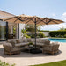 15Ft Patio Umbrella with Base Included, Extra Large Shade Area, Double Sided Rectangle with Crank Handle for Poolside, Garden, Yard, Beige