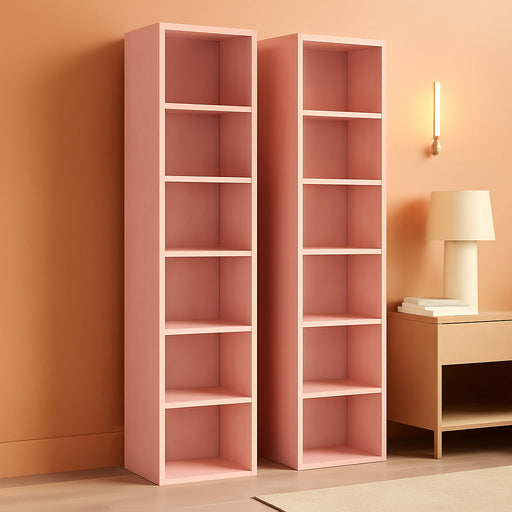 Tall Narrow Floorstanding Bookshelf With Eight Shelves