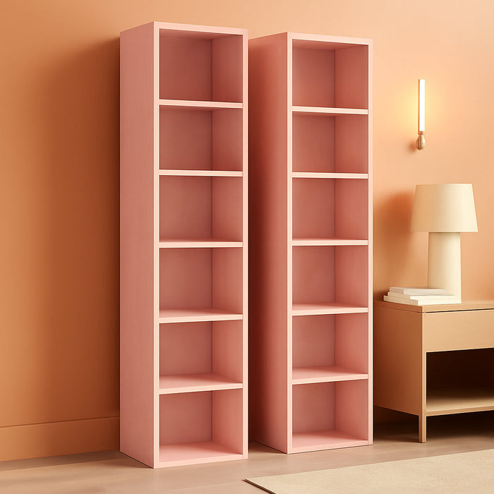 Tall Narrow Floorstanding Bookshelf With Eight Shelves