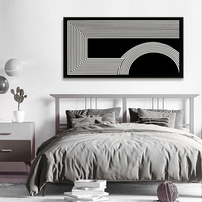 Canvas Art Wall Decor Modern Line Art Prints Black and White Abstract Art Print Painting Modern Artwork Decorations for Living Room Pictures for Bedroom Office Home Wall Decor 24 X 48 in with Framed