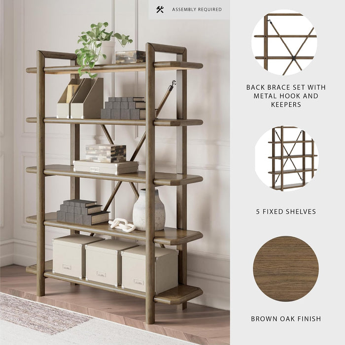 Signature Design by Ashley Roanhowe Contemporary 5-Tier 71" Bookcase, Light Brown