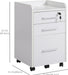 3 Drawer Vertical File Cabinet Lock 15.4" X 15.7" X 25.7" White