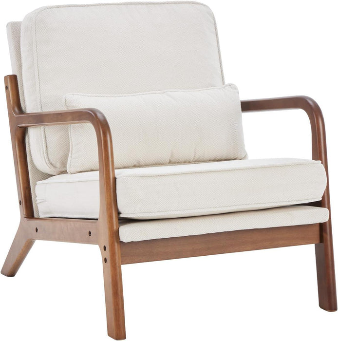 Cream Mid Century Modern Upholstered Accent Chairs