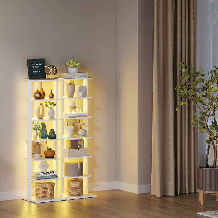 FortySevenInch White LED Bookcase With Ambient Lights