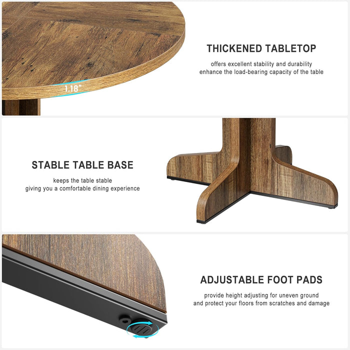Round Dining Table 47 Inch Brown MatteTexturedFinish