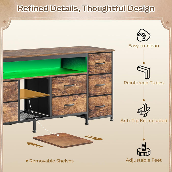 Rustic Brown SixtyThreeInch Multifunctional LED TV Stand