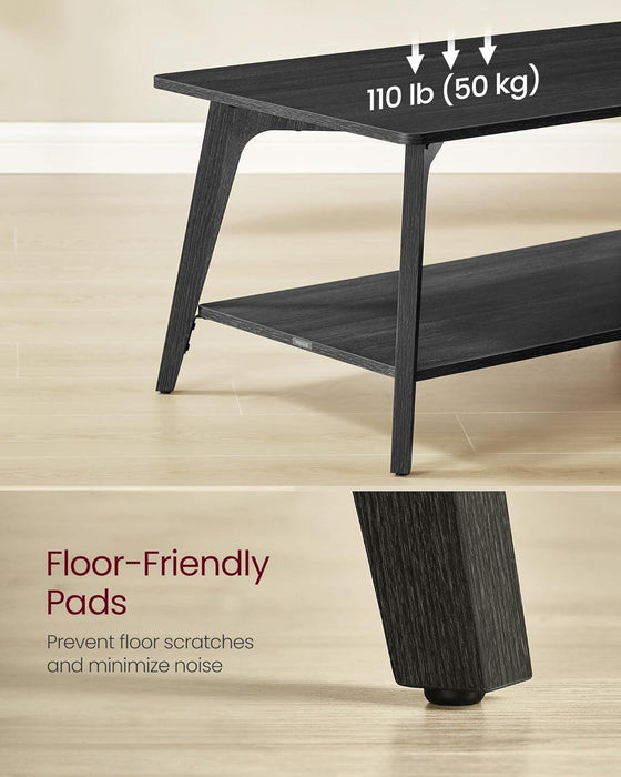 MAEZO Collection - Coffee Table, 2-Tier Center Table with Storage, Tapered Legs, Curved Transitions, 21.7 X 39.4 X 17.7 Inches, Easy to Assemble, for Living Room, Charcoal Gray ULCT249B01