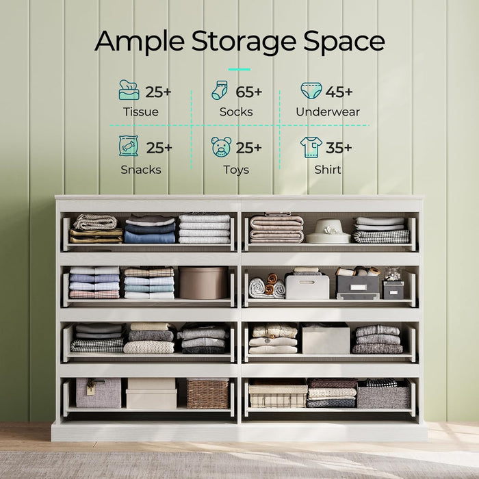 8 Drawer Dresser White Contemporary Farmhouse Storage