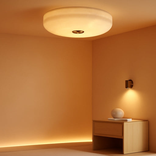 Alabaster Ceiling Light,15.7In Spanish Natural Marble round Alabaster Flush Mount,Modern 2700K LED Kitchen Ceiling Lights Hardwired for Bedroom,Foyer,Bathroom,Entryway,Living Room