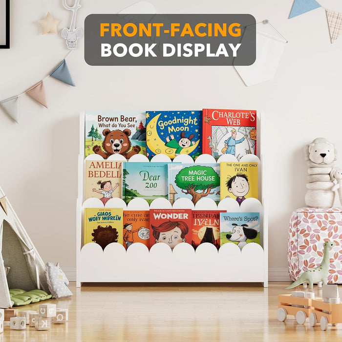 White Three Tier Montessori Bookshelf NurseryPlayroom