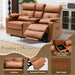 Power Loveseat Recliner Sofa with Console, Loveseat Reclining Sofa with Heat & Massage, Home Theater Seating with Lumbar Pillow for Living Room, RV Recliner Loveseat(Pu, Yellowish Brown)