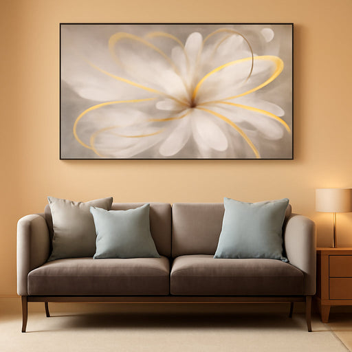 Room Decor Large Canvas Wall Art Living Room Decor Gold Wall Decor Line Picture Artwork White Floral Wall Decor Modern Painting for Bathroom Bedroom Office 30X60 Inches