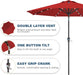 9FT Patio Umbrella with Solar Lights,Outdoor Market Umbrella with Tilt and Crank, LED Lighted Table Umbrella for Garden,Deck,Backyard,Pool,Beach