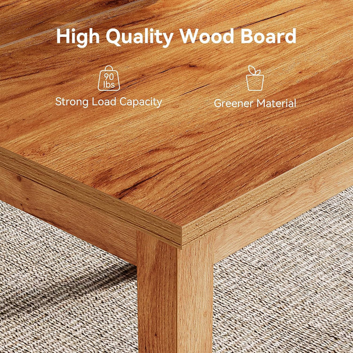 39 Inches Square Dining Table for 4 People, Brown Wooden Kitchen Table Small Dinner Table, Modern Dining Room Tables for Living Room, Kitchen, Oak Brown