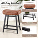 Counter Height Bar Stools Set of 3, 24 Inch Barstools for Kitchen Island | Heavy Duty Metal Base with 4 Inch High-Density Foam Faux Leather Saddle Seats, Kichen Home Bar Dining Room, Brown
