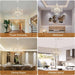 Modern Crystal Chandelier, 5-Light Farmhouse White Chandelier for Dining Room Vintage Hanging Pendant Light Fixtures round Chandelier for Kitchen Island Entryway Foyer Bedroom Office Bar
