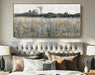Large Vintage Framed Canvas Wall Art for Living Room, Rustic Farmhouse Countryside Windmill and Barn Landscape Painting, Retro Wildflower Field Meadow Print, 48"X24" Ready to Hang
