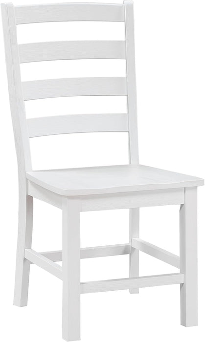 Dining Chairs Set of 2, Dining Chairs with Solid Wood Legs and Footrest, High Ladder Back Farmhouse Dining Chairs, Wooden Dining Room Chairs, White