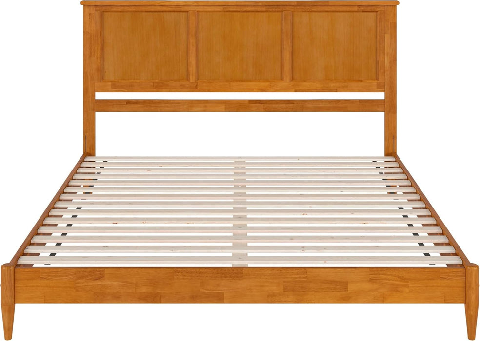 , Charlotte King Solid Wood Low Profile Platform Bed, Light Toffee