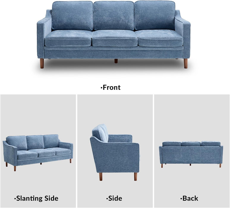 80 Inches Brilliant SkyBlue Chenille Sofa Reinforced