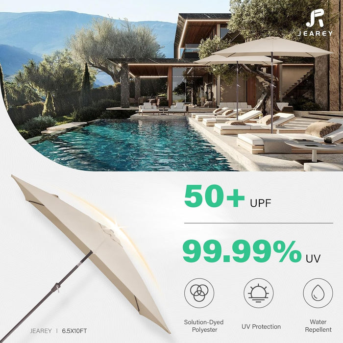 6.5 X 10 Ft Rectangular Patio Umbrella W/Crank, Beige