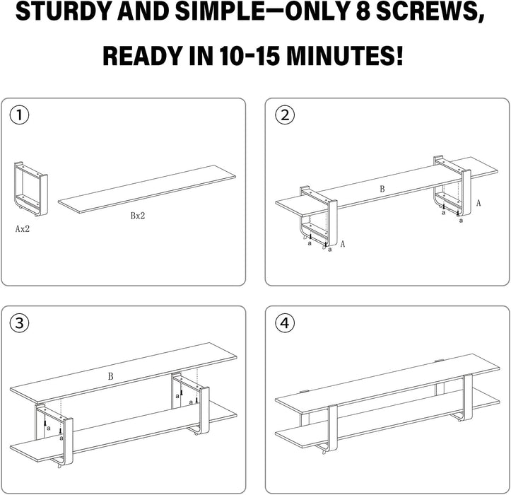 Bamboo TV Stand for up to 65 Inch, Mid Century Modern Entertainment Center with 2-Tier Open Shelves, Storage Media Console Table for Living Room, Bedroom, Walnut