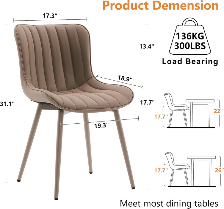 Dining Chairs Set of 2 Mid-Century Modern Kitchen Chairs Khaki