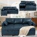 84” Suede Leather Pull-Out Sofa Bed W/Adjustable Back, Blue