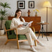 Olive Green Mid Century Chenille Upholstered Armchair