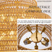 28.7In Large Rattan Chandelier 8-Light Gold Boho Rattan Chandelier