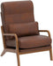 Accent Chair Mid-Century Modern Chair with Pillow High Back Bronzing Cloth Upholstered Lounge Arm Chair with Solid Wood Frame & Soft Cushion for Living Room, Bedroom, Balcony, Brown