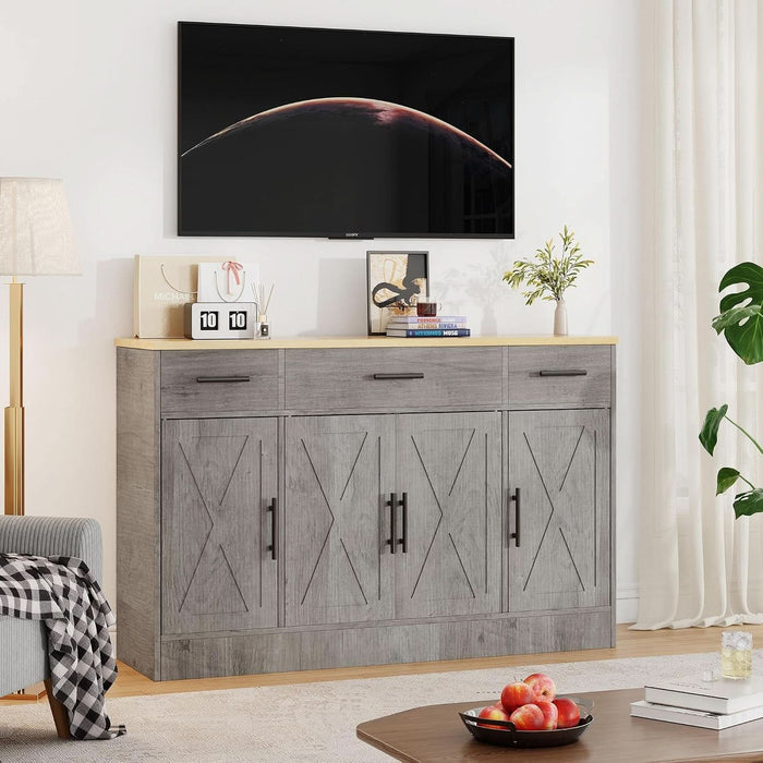 53.4" Buffet Cabinet, Kitchen Storage Sideboard, Gray