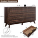 Fluted 6 Drawers Dresser, 54" Wide Modern Chest of Drawers, Curved Profile Design, Dresser TV Stand, Wood Drawer Organizer for Bedroom, Living Room, Hallway, Dark Walnut