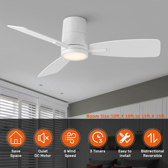 Ceiling Fan with Lights and Remote Control 42 Inch Multifunctional Quiet Fan with Three Color Temperature and High Brightness Light and Reversible Blades