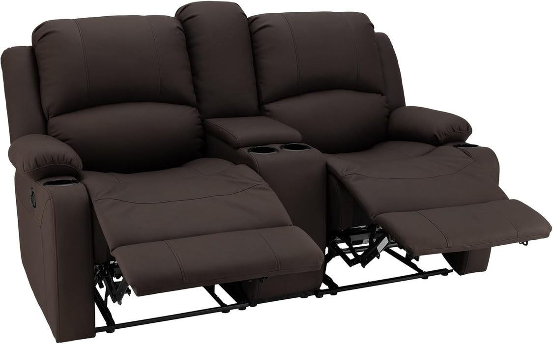 65" Wall Hugger Reclining RV | RV Theater Seats | Double Recliner RV Sofa & Console | RV Couch | Wall Hugger Recliner | RV Theater Seating | RV Furniture | (Manual, Chocolate)