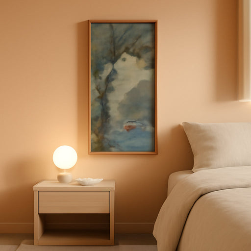 Rolled Canvas Vintage Farmhouse Bedroom Wall Decor above Bed - 16X48" - Vertical Wall Art for Entryway - Panoramic Forest Tree Pictures - Canvas Oil Painting Long Muted Bird Flamingo Lake River Art