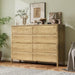 Oak 8 Drawer Dresser for Bedroom, 55" Wide Modern Wood Dresser