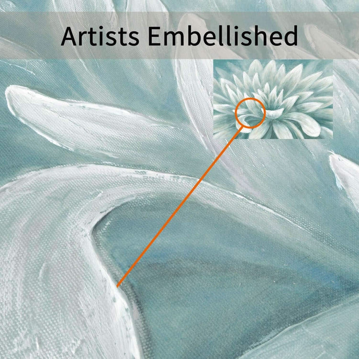 Abstract Flower Picture Wall Art: Blossom Painting Floral Artwork Hand Painted on Canvas for Bathroom (36''W X 24''H, Multiple Sizes)