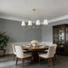 Antique Brass Gold Linear Chandeliers for Dining Room with Fabric Shades
