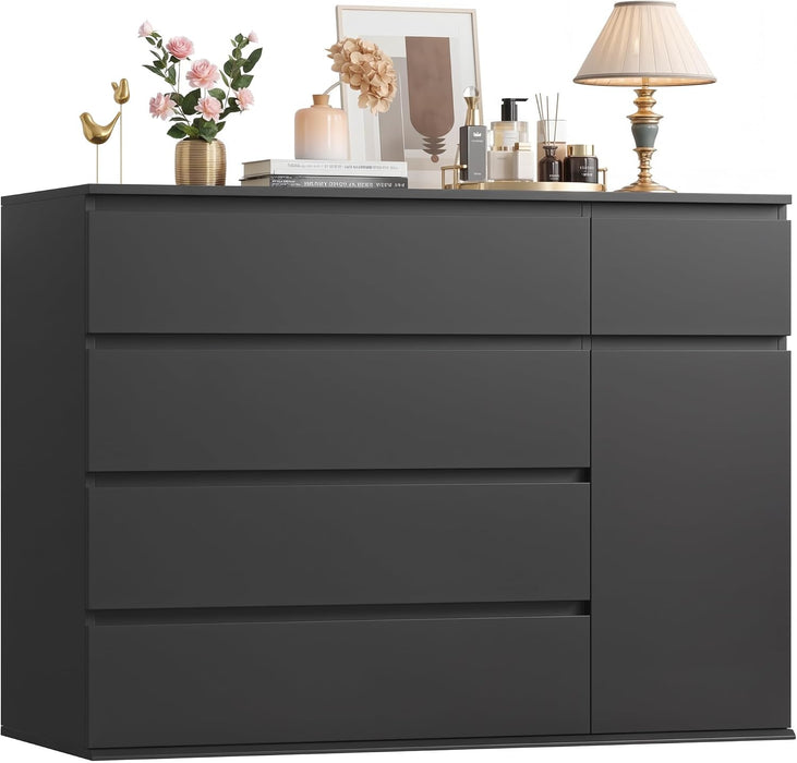 Black Dresser, Dresser for Bedroom, Wide Chest of Drawers