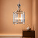 11.8" Modern Crystal Chandelier Brushed Nickel Lantern 4-Light Small Farmhouse Geometric Pendant Lighting Fixture Adjustable Hanging Cage Ceiling Lights for Living Room Dining Room Entryway