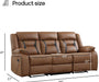 Faux Leather Manual Reclining Sofa, 3 Seat Recliner Sofa Chair, Couch Furniture for Living Room, Furniture, Meeting Room, Brown (3 Seat Sofa)