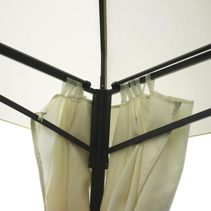 10' X 13' Outdoor Gazebo Patio Gazebo Canopy, Double Vented Roof, Steel Frame, Curtain Sidewalls, Sun Shade Shelter for Garden, Lawn, Backyard, Deck, Beige