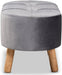 Simone Mid-Century Modern Grey Velvet Fabric Upholstered Wood Ottoman