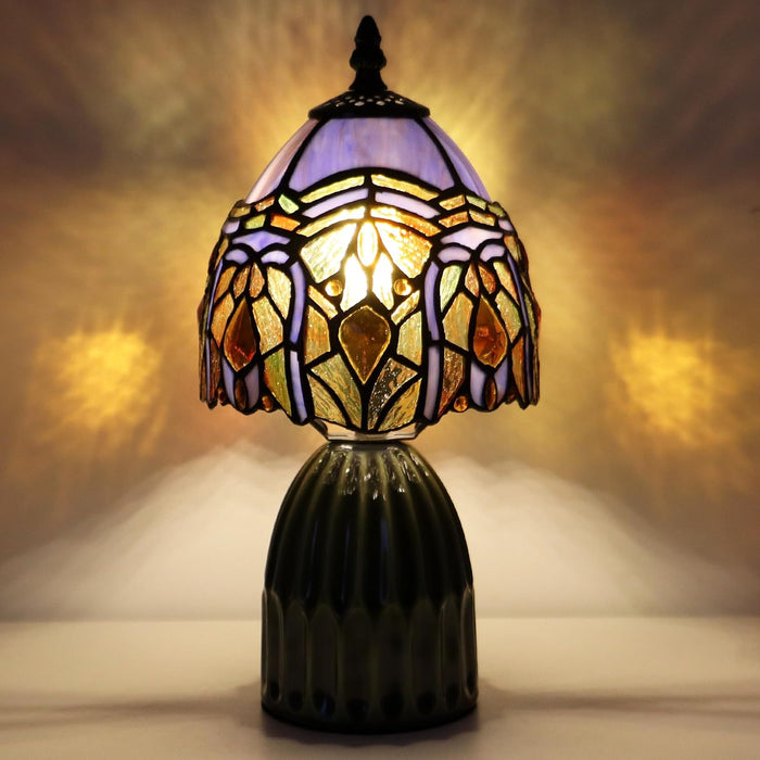 Tiffany Stained Glass Mushroom Table Lamp 12.5 Inch -Purple Jewelry