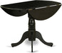 DLT-ABK-TP Dublin Dining Table - a round Wooden Table Top with Dropleaf & Pedestal Base, 42X42 Inch, Wirebrushed Black