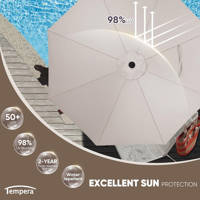 Patio Market Outdoor Table Umbrella with Push Button Tilt and Crank,Large Sun Umbrella with Sturdy Pole&Fade Resistant Canopy,Easy to Set